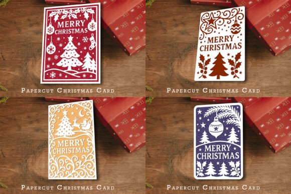Download Papercut Christmas Card SVG Bundle - Card Collection