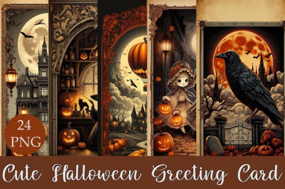 Download Victorian Halloween Greeting Card Bundle - Card Collection