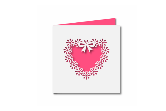 Download Floral Wreath Cutout Heart Bow Card SVG - Card Collection