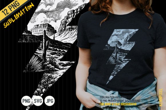 Download Lightning Bolt Desert Cactus Retro Shirt - Premium Resources