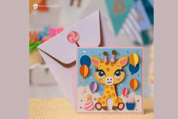 Download Gentle Giraffe Pop Up Card SVG - Card Collection