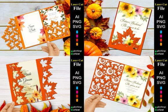 Download Set of 4 Maple Leaf Wedding Card Bundle - Card Collection