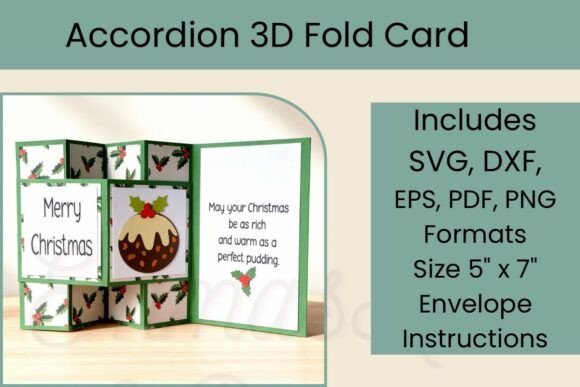 Download 3D Christmas Pudding Accordion Fold Card - Card Collection
