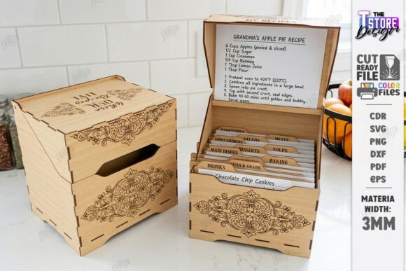 Download Recipe Box Laser Cut | Recipe Cards SVG - Card Collection