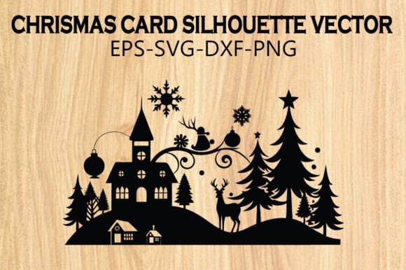 Download Christmas Card Silhouette Vector Design. - Card Collection