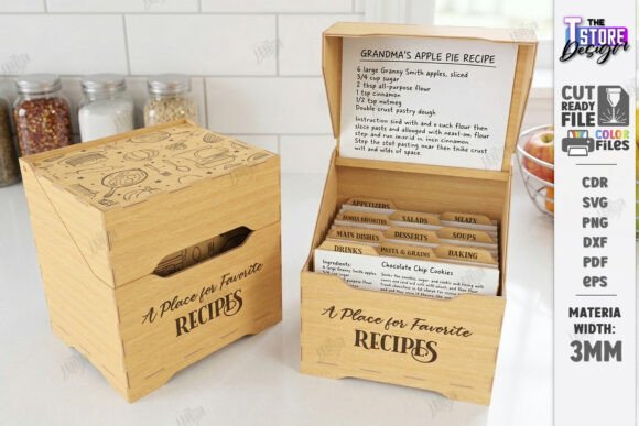 Download Recipe Box Laser Cut | Recipe Cards SVG - Card Collection