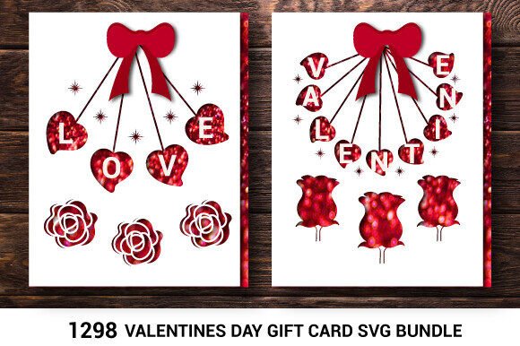 Download Valentine Day Bow Gift Card SVG 1298 - Card Collection
