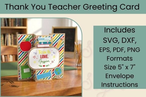 Download Teacher Thank You Card SVG, 3D Pop out - Card Collection