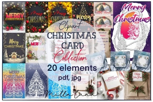 Download Merry Christmas Card Digital Paper Bundle - Card Collection