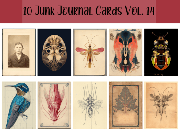 Download Junk Journal Cards Ephemera Card Bundle - Card Collection