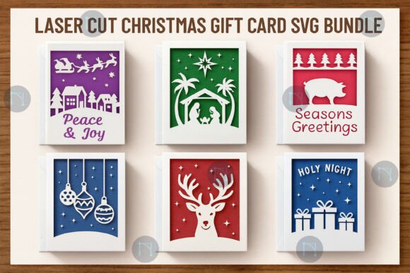 Download Laser Cut Christmas Gift Card SVG Bundle - Card Collection