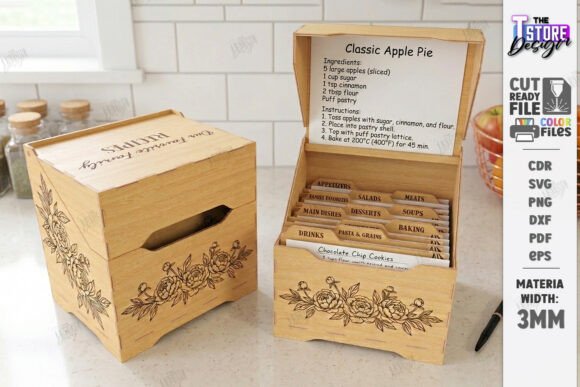 Download Recipe Box Laser Cut | Recipe Cards SVG - Card Collection